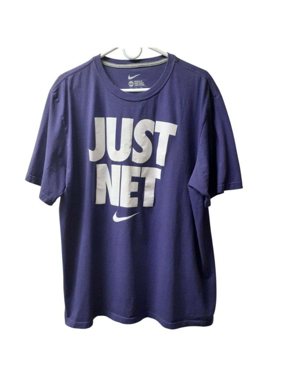 Nike Mens T-Shirt XXL Purple Graphics "Just Net" Round Neck Cotton Short Sleeve